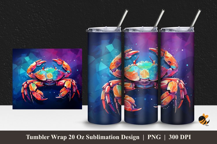 Beauty Crab Tumbler Wrap Sublimation Design 1