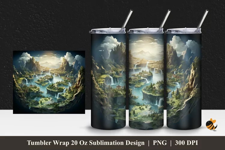 Beautiful Island Tumbler Wrap Sublimation Design 1