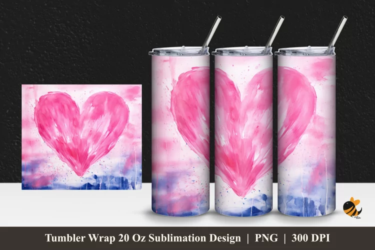 Sweet Pink Love Tumbler Wrap Sublimation Design 1