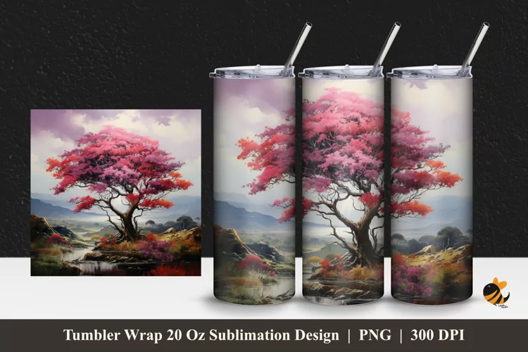 Beautiful Tree Tumbler Wrap Sublimation Design 1