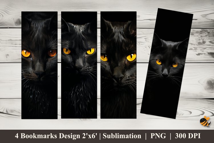 Cat Gaze Bookmarks Sublimation Design example image 1