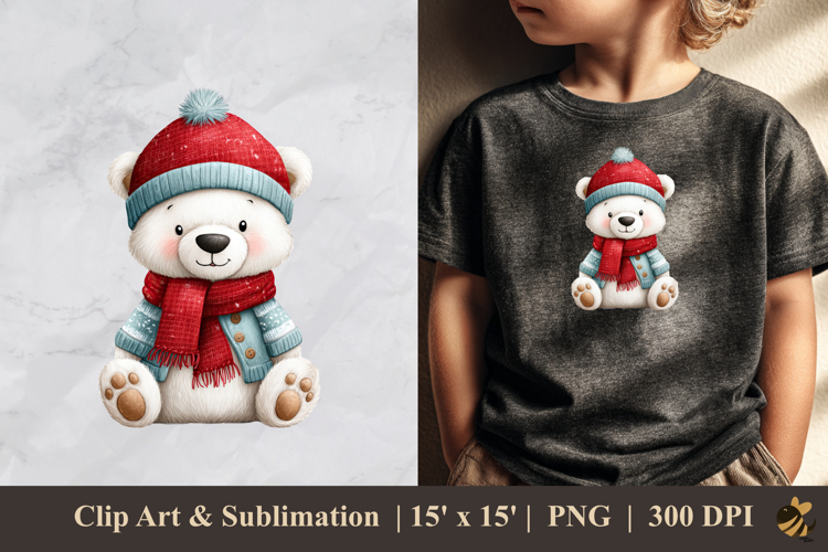 Winter Polar Bear DTF Sublimation Clipart Design 1