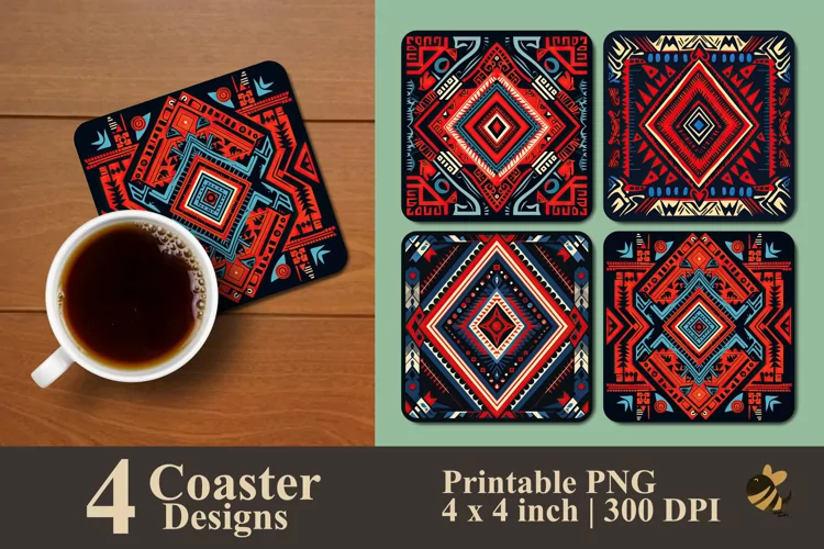 Tribal Coaster Sublimation Designs