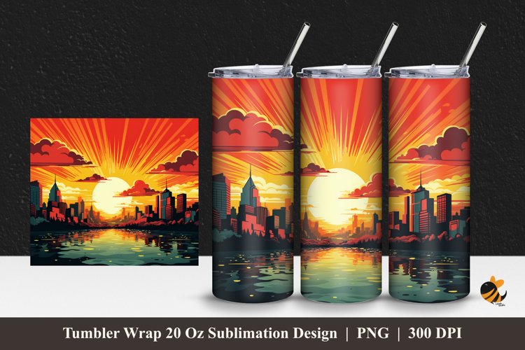 Retro Comic City Tumbler Wrap Sublimation Design 1