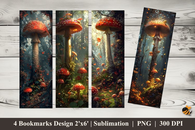 Big Mushroom Bookmarks Sublimation Design example image 1