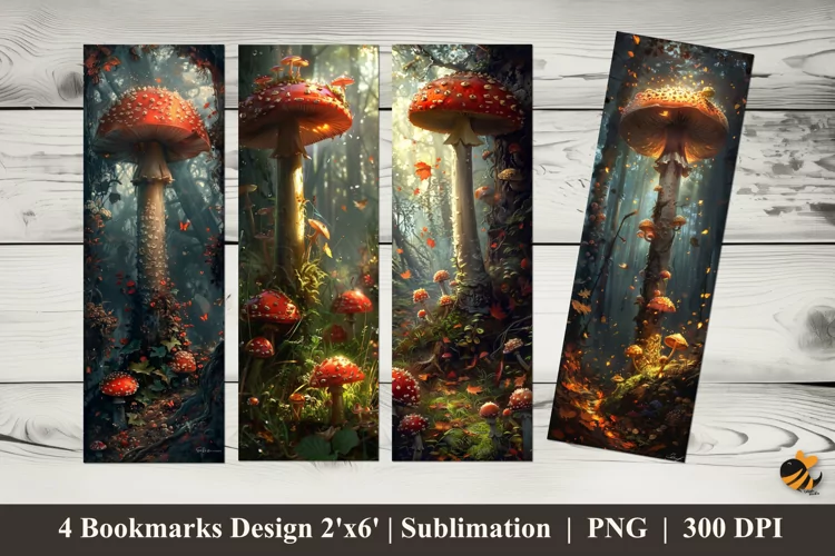 Big Mushroom Bookmarks Sublimation Design