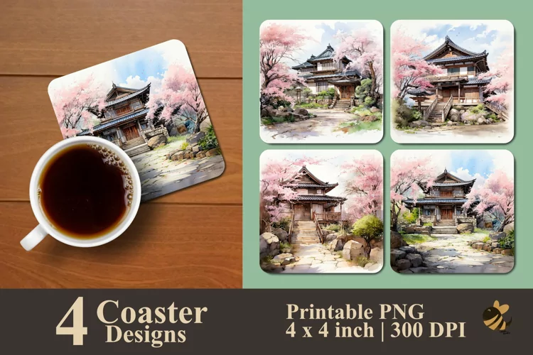 Beauty Minka House Coaster Sublimation Designs