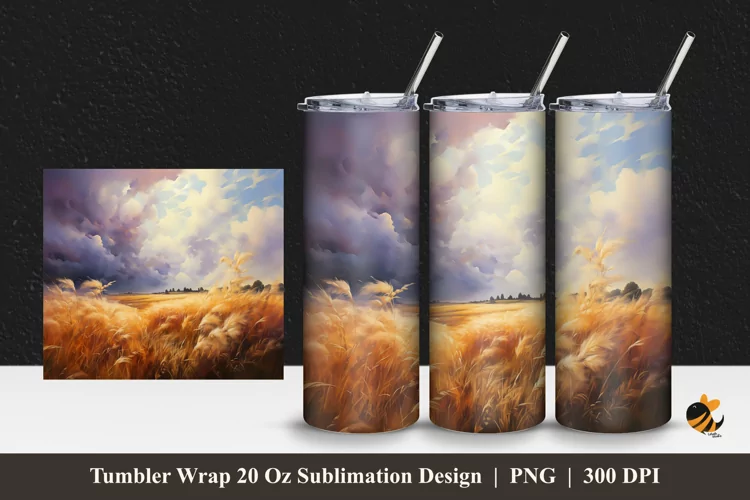 Red Bushes Tumbler Wrap Sublimation Design 1