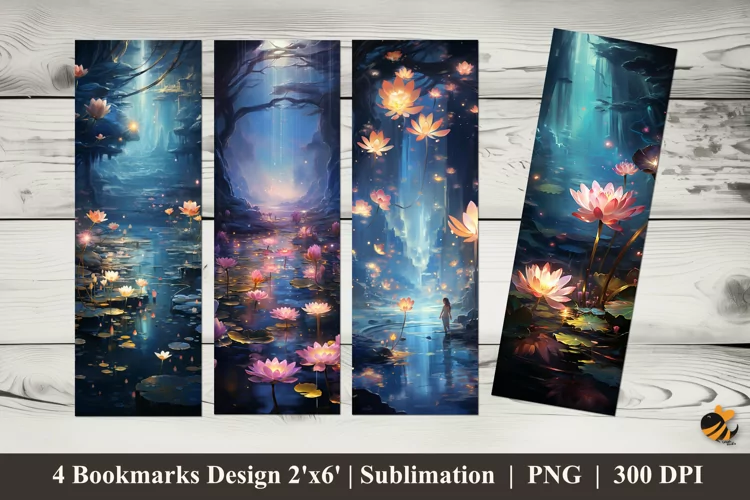 Flaming Lotus Bookmarks Sublimation Design