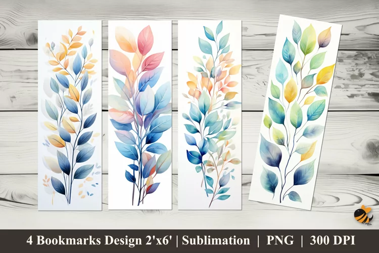 Minimalistic Leaves Bookmarks Sublimation Design