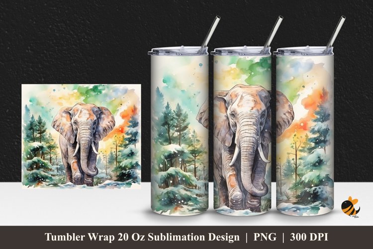 Elephant Nature Tumbler Wrap Sublimation Design 1