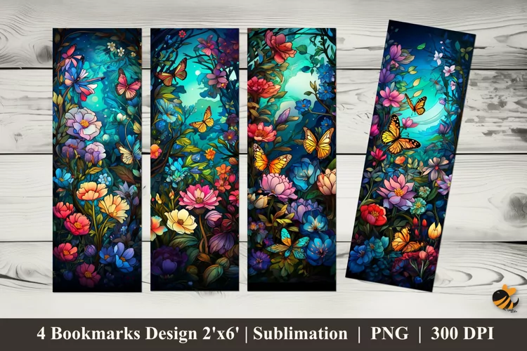 Magical Butterflies Bookmarks Sublimation Design