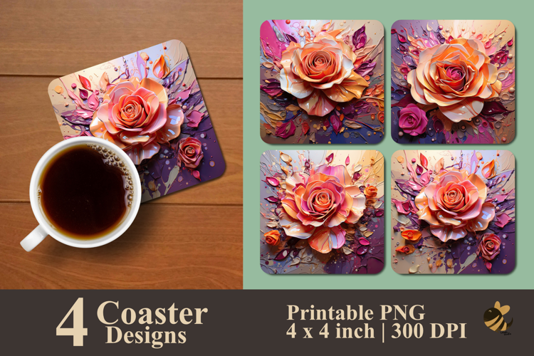 Sunset Petal Splash Coaster Sublimation Design