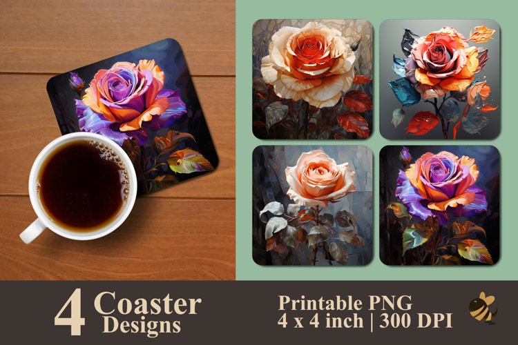 Luxury Rose Coaster Sublimation Designs example image 1