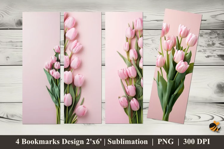 Tulips Background Bookmarks Sublimation Design