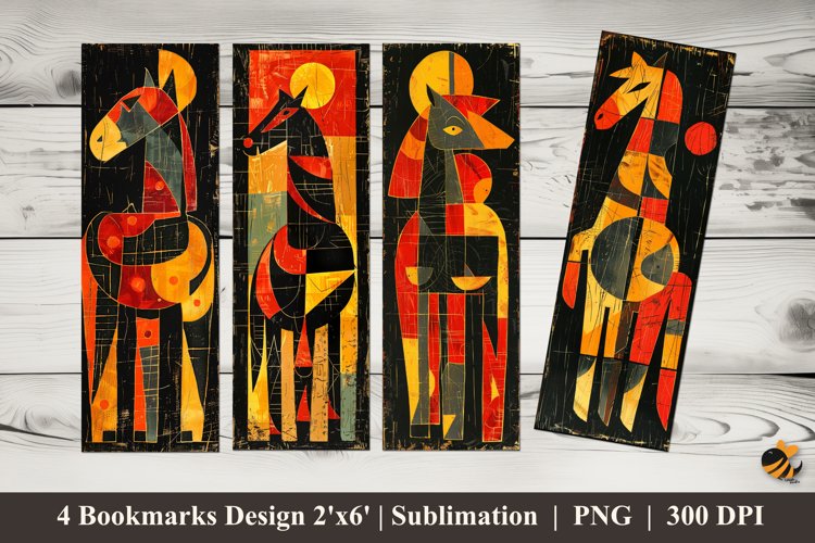 3D Art Horse Bookmarks Sublimation Design example image 1