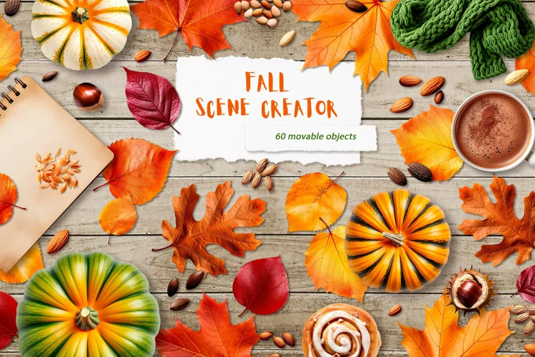Fall Scene Creator - Top View - PSD, PNG