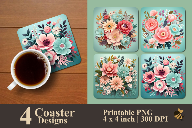 Botanical Whimsy Delight Coaster Sublimation Design