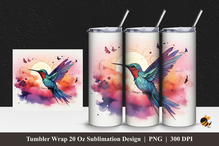 Hummingbird Fantasy Tumbler Wrap Sublimation Design 1