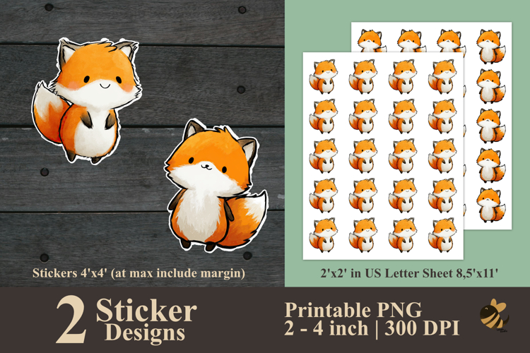 Cute Fox Sticker Designs PNG