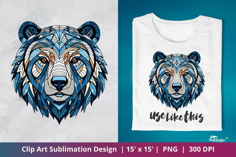 Abstract Bear Head Clip Art Sublimation 1