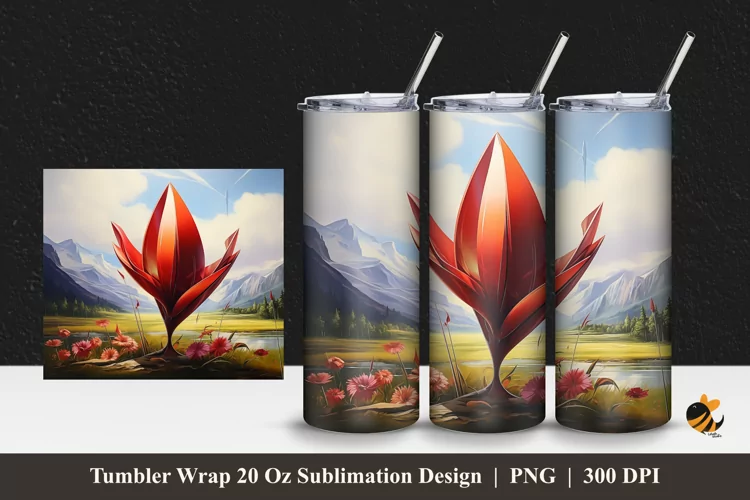 Meadows Flower Tumbler Wrap Sublimation Design 1