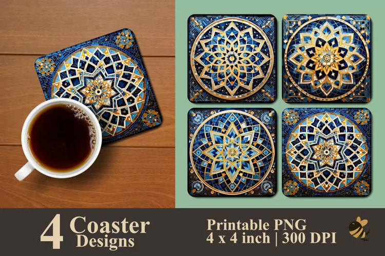 Moroccan Geometric Coaster Sublimation Designs