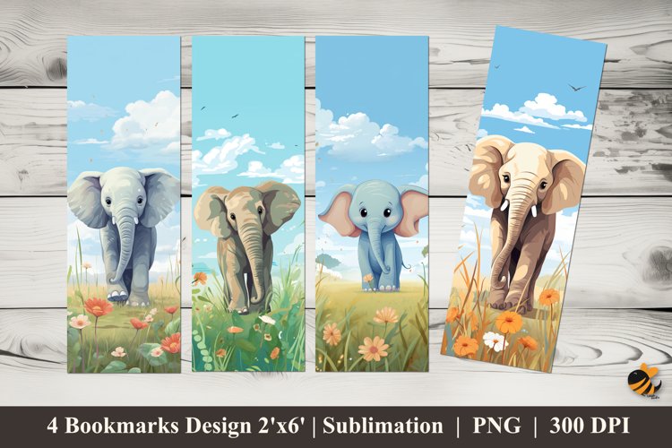 Elephant History Bookmarks Sublimation Design example image 1