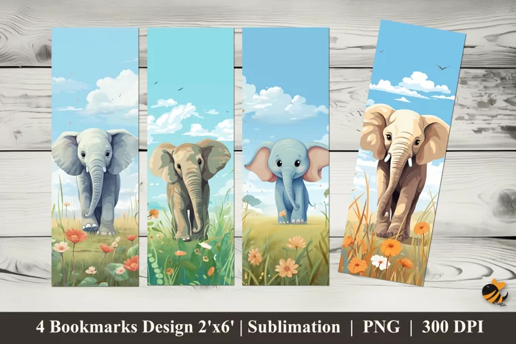 Elephant History Bookmarks Sublimation Design