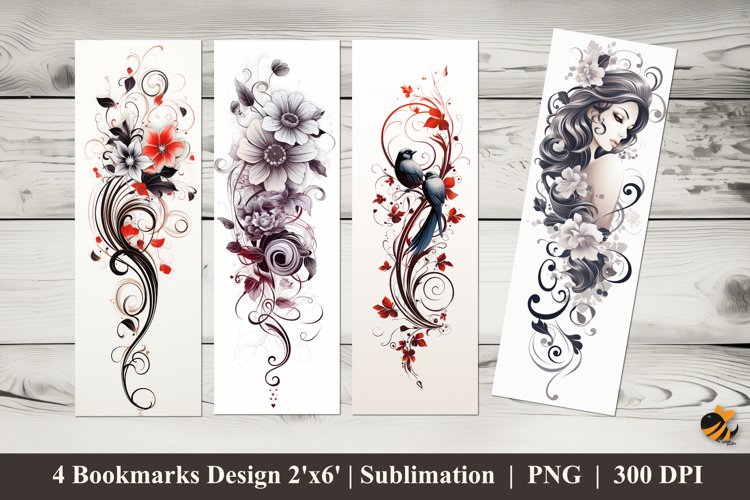 Flower of Love Bookmarks Sublimation Design example image 1