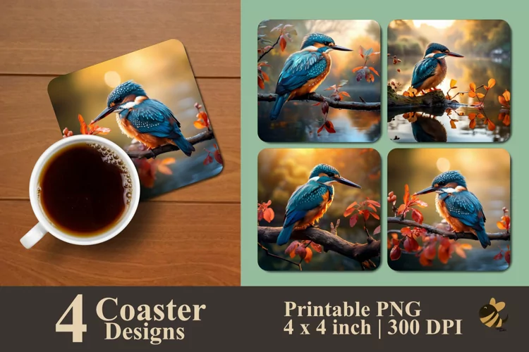 Beautifully Bird Coaster Sublimation Designs