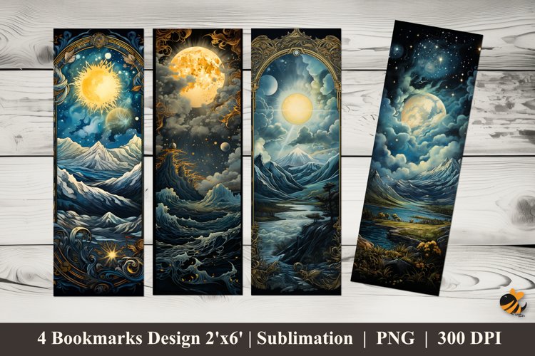 Antique Mountain Bookmarks Sublimation Design example image 1