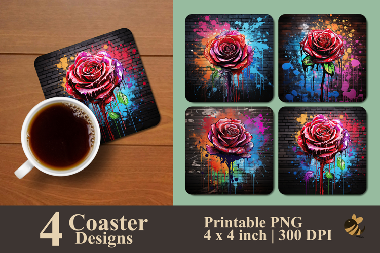 Rose And Dark Wall Coaster Sublimation Design