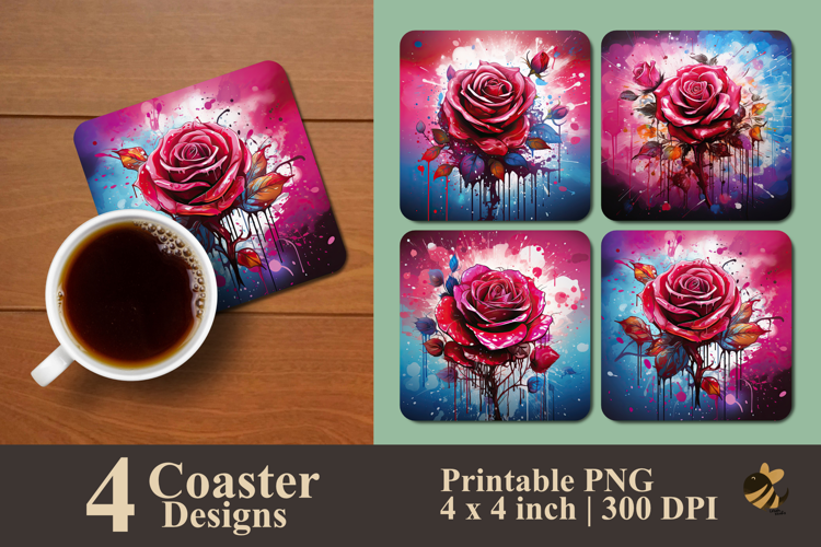 Secret Meadow Rose Coaster Sublimation Design