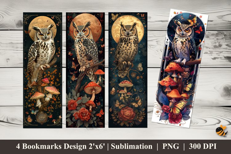 Owl Nature Bookmarks Sublimation Design example image 1