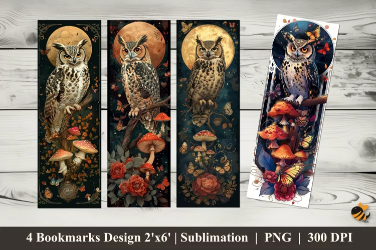 Owl Nature Bookmarks Sublimation Design