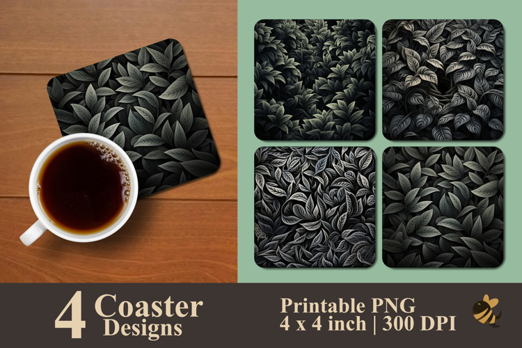 Dark Floral Coaster Sublimation Design