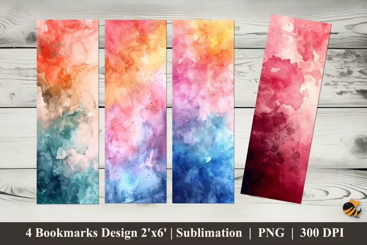 Watercolor Pastel Bookmarks Sublimation Design