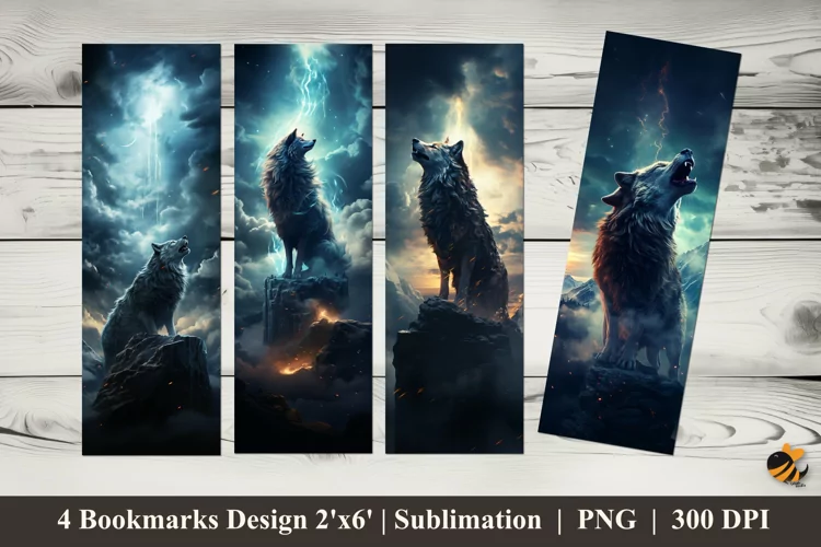 Wolf Moon Bookmarks Sublimation Design