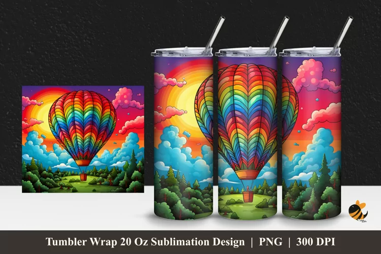 Colorful Ballon Tumbler Wrap Sublimation Design 1