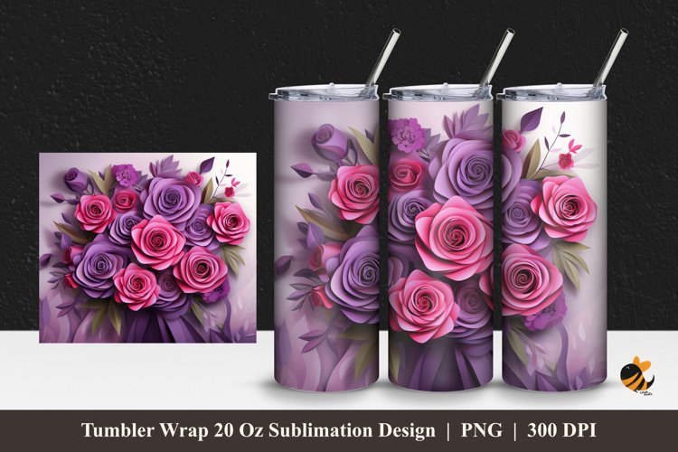 Pretty Rose Tumbler Wrap Sublimation Design 1 example image 1