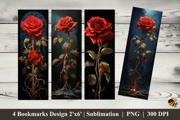 Mystical Rose Bookmarks Sublimation Design