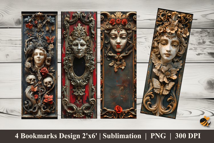 Historic Engraving Bookmarks Sublimation Design example image 1