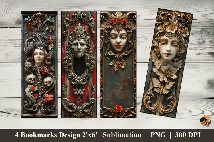 Historic Engraving Bookmarks Sublimation Design