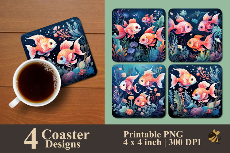 Undersea Playful Harmony Coaster Sublimation Design