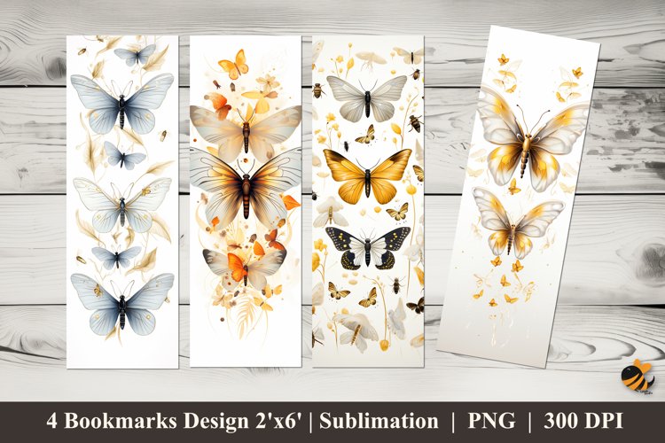 Pattern Butterfly Bookmarks Sublimation Design example image 1