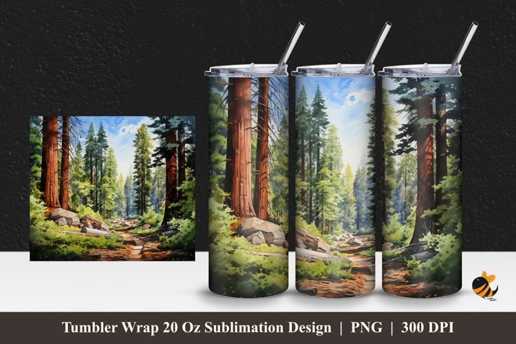 Sequoia Tree Tumbler Wrap Sublimation Design 1 example image 1