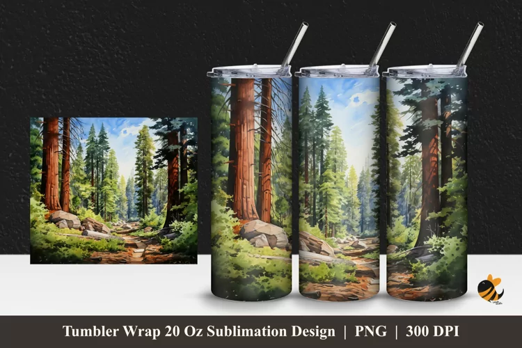 Sequoia Tree Tumbler Wrap Sublimation Design 1