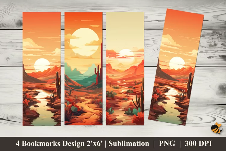 Desert Landscape Bookmarks Sublimation Design
