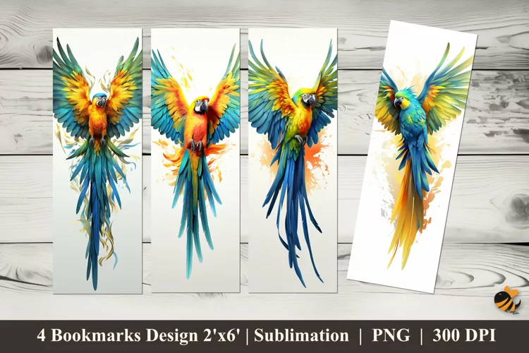 Colorful Macaw Bookmarks Sublimation Design